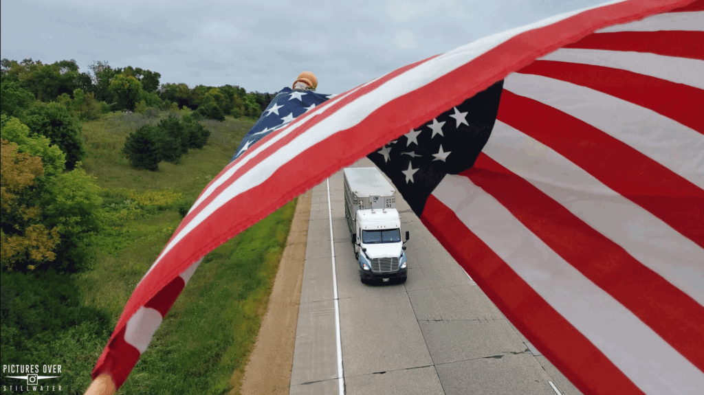 Pictures Over Stillwater 2019 #343run 9/11 tribute above I94 near Minnesota Wisconsin Border