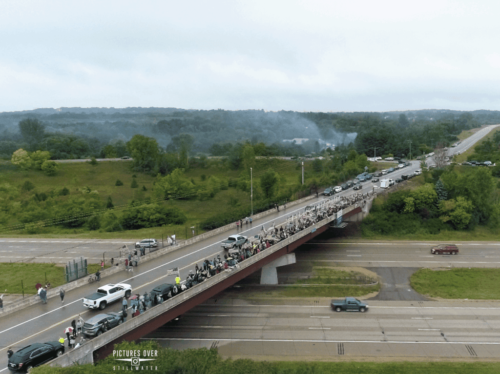 Pictures Over Stillwater 2019 #343run 9/11 tribute above I94 near Minnesota Wisconsin Border